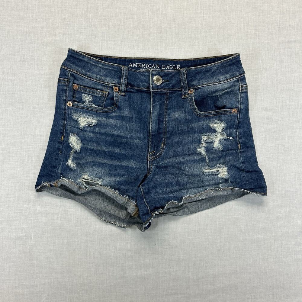 American Eagle Outfitters Jean Shorts Hi Rise Shortie Women's 8 Blue Denim Y2k